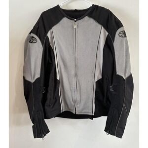Joe Rocket Motorcycle Jacket Mens Large Silver Mesh Armored Removable Liner
